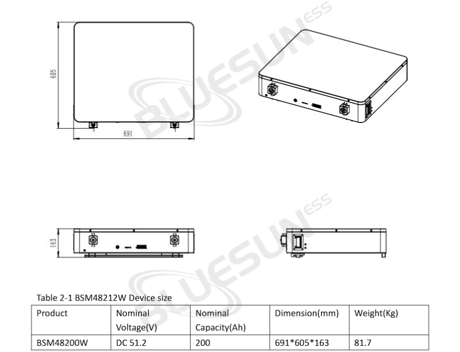 51.2V 200Ah LiFePO4 Solar Lithium Battery Wall Mounted