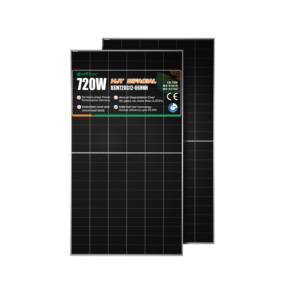 720W 210mm 132 Cells Double Glass Bifacial HJT Mono Half Cell PV Module