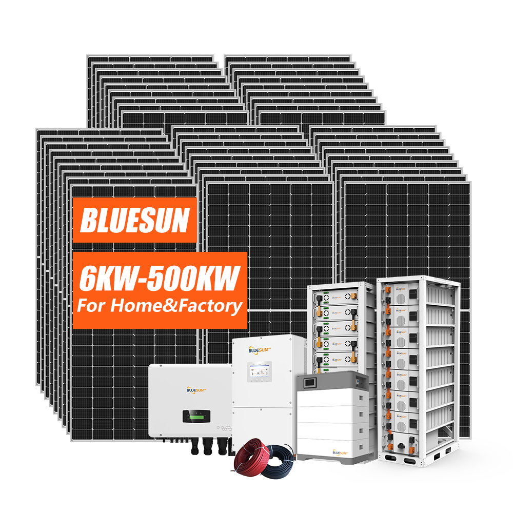 Complete Solar Energy System 6KW 10KW 30KW 50KW 1MW Solar Full Kit Energy Storage Container Bluesun Solar for Your Home