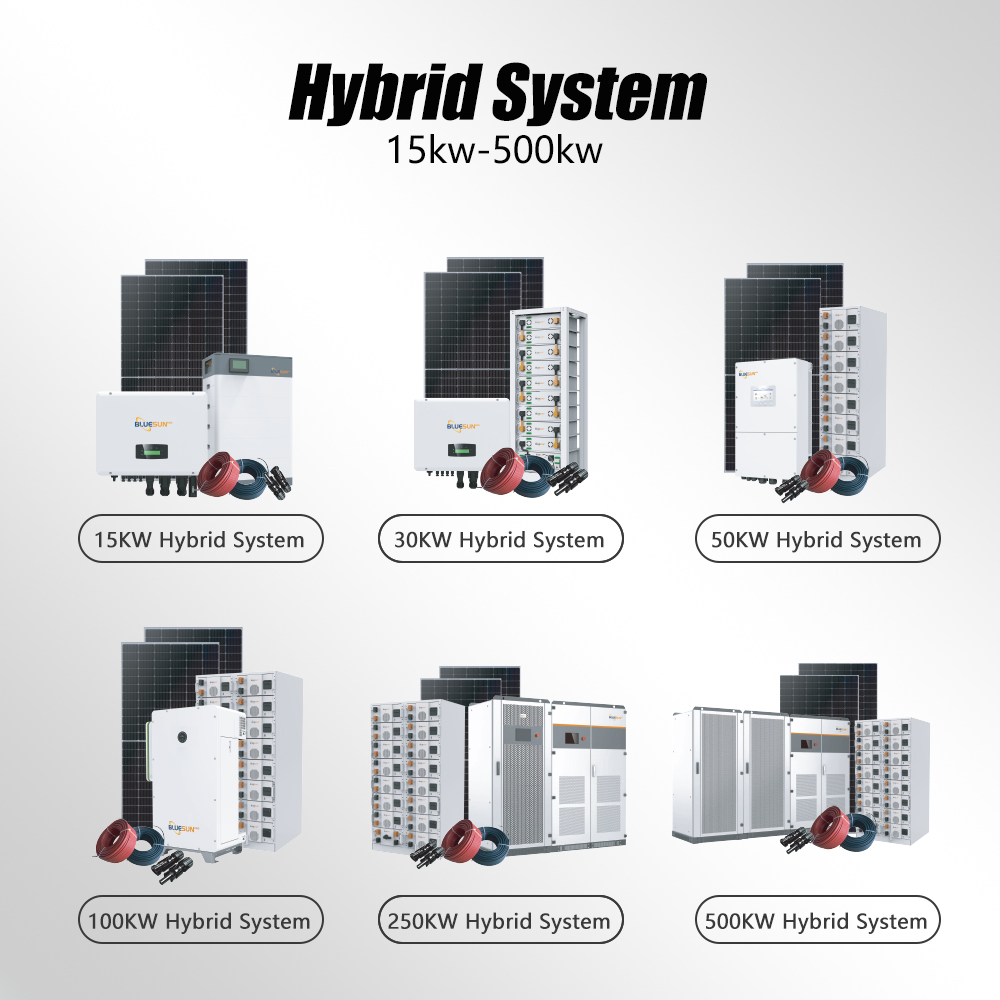Complete Solar Energy System 6KW 10KW 30KW 50KW 1MW Solar Full Kit Energy Storage Container Bluesun Solar for Your Home
