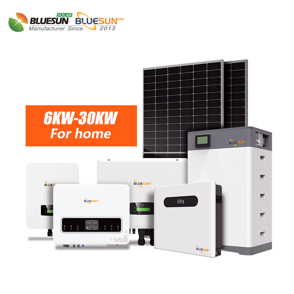 Complete Solar Energy System 6KW 10KW 30KW 50KW 1MW Solar Full Kit Energy Storage Container Bluesun Solar for Your Home